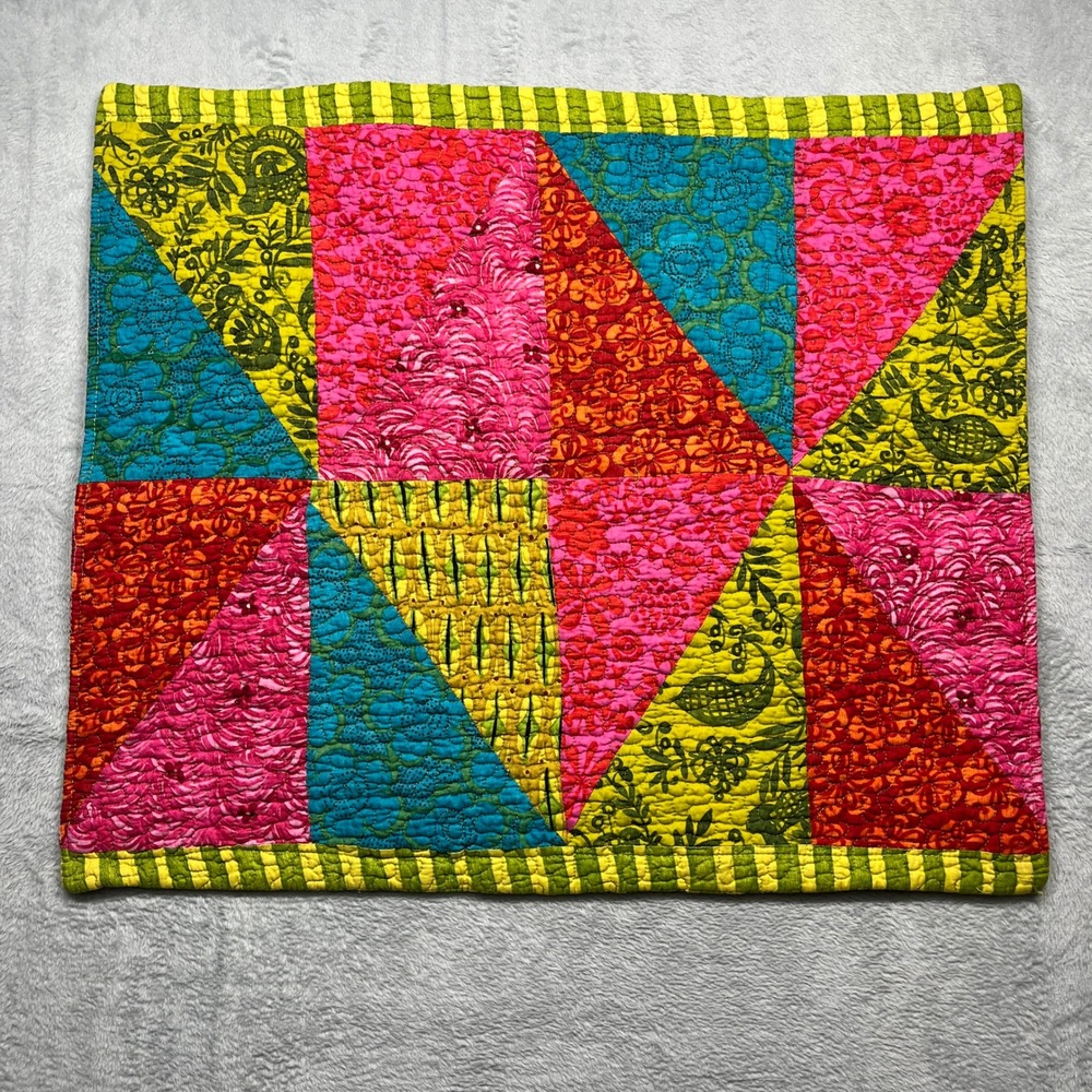 Cynthia Rowley Quilted Pillow Sham Standard Multicolor Patchwork Floral Cotton
